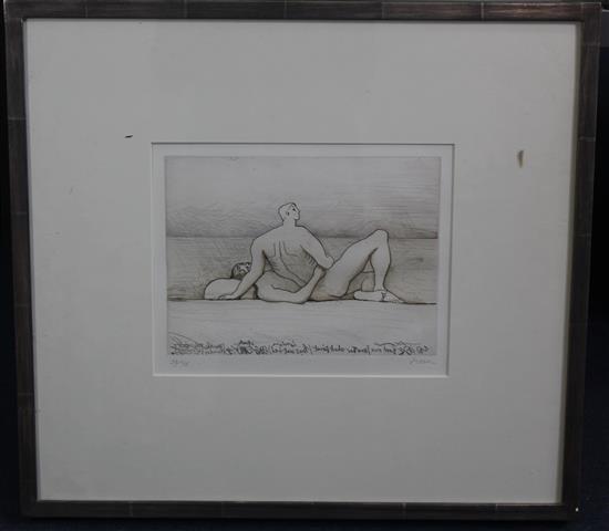 Henry Moore (1898-1986) Reclining man and woman I, 1975, 8.5 x 10.75in.